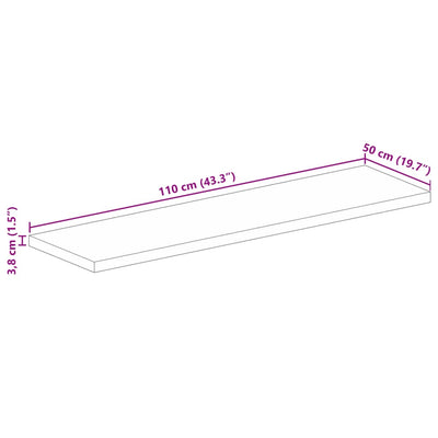 bordplade 110x50x3,8 cm rektangulær massivt ru mangotræ