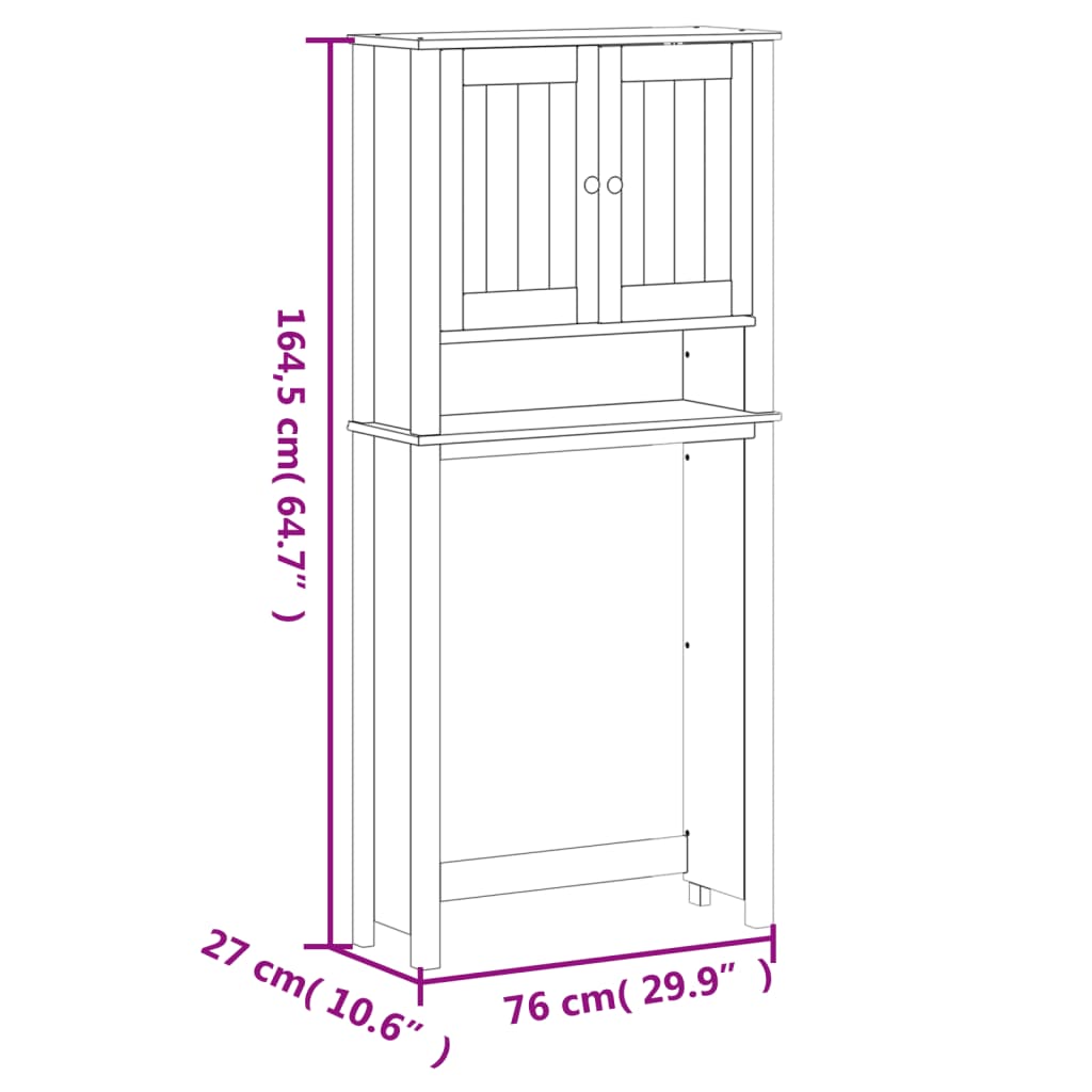 vægskab til badeværelse BERG 76x27x164,5 cm massivt træ sort