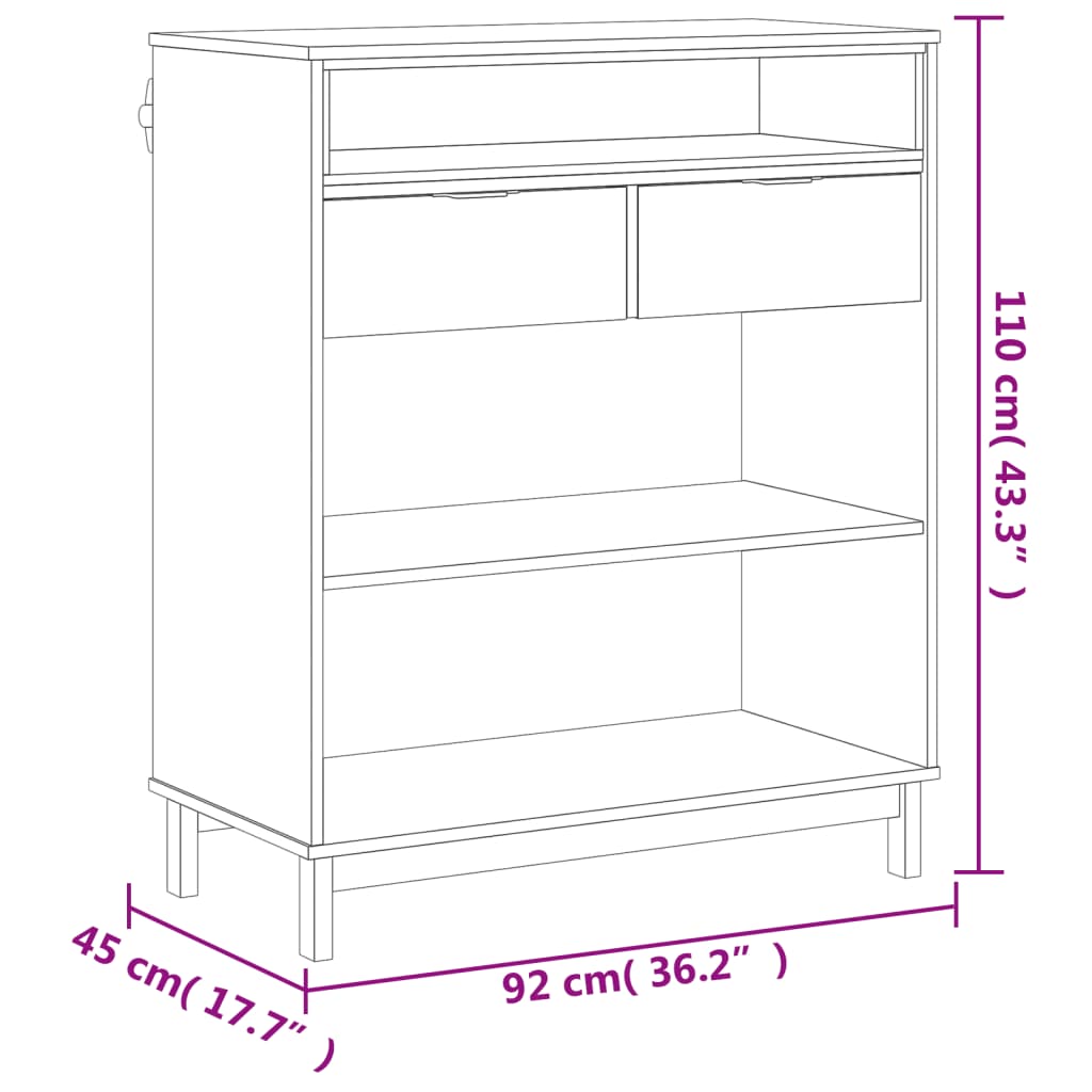 barbord FLAM 92x45x110 cm massivt fyrretræ