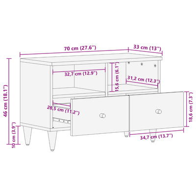 tv-bord 70x33x46 cm massivt mangotræ