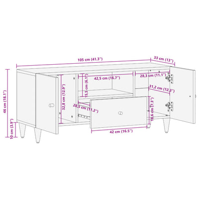 tv-bord 105x33x46cm massivt mangotræ