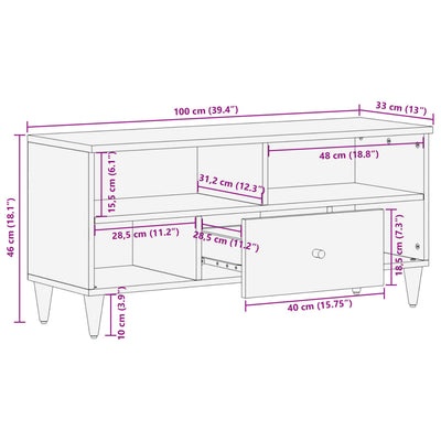 tv-bord 100x33x46 cm massivt mangotræ