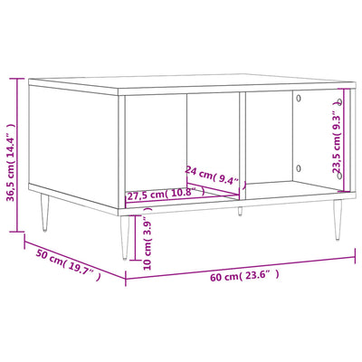 sofabord 60x50x36,5 cm konstrueret træ hvid