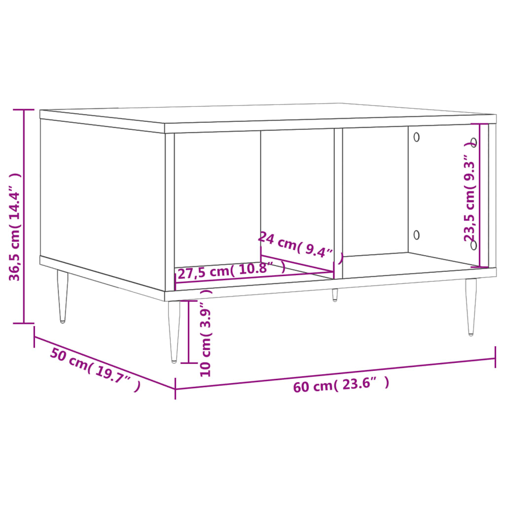 sofabord 60x50x36,5 cm konstrueret træ sort