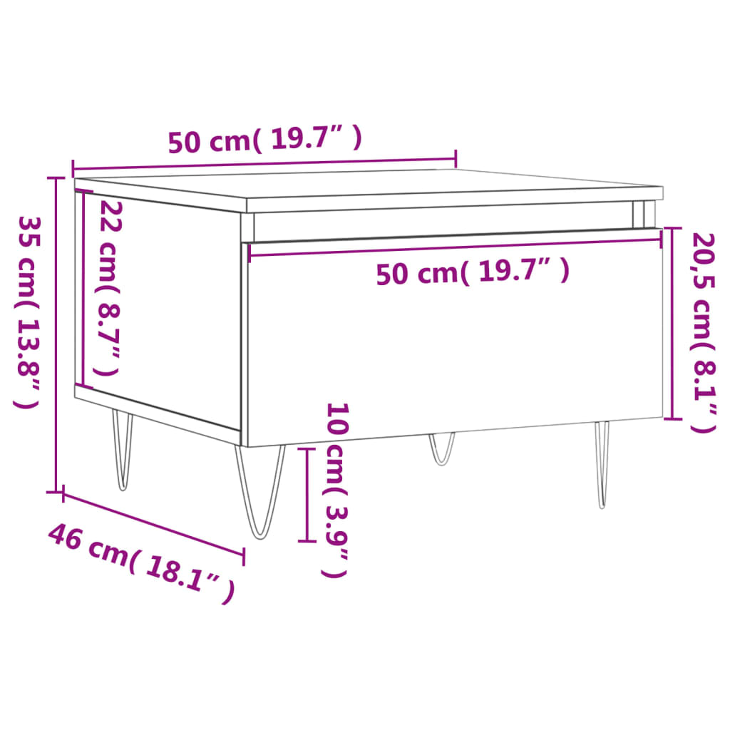 sofabord 50x46x35 cm konstrueret træ sort