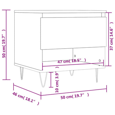 sofabord 50x46x50 cm konstrueret træ hvid