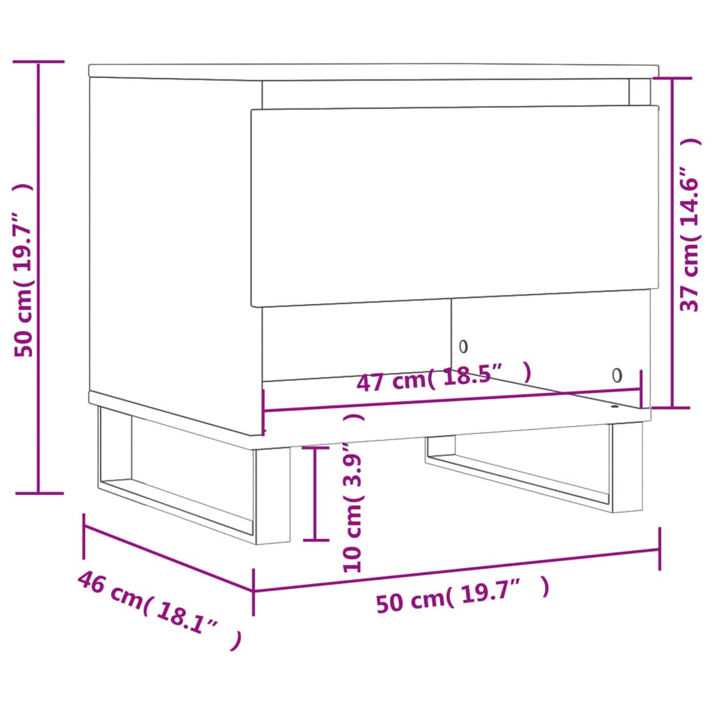 sofabord 50x46x50 cm konstrueret træ sonoma-eg