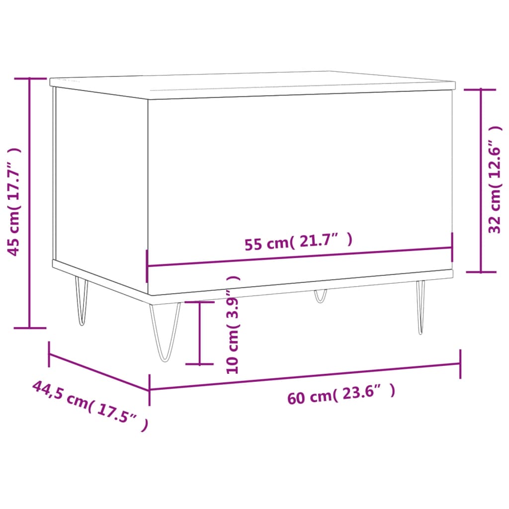 sofabord 60x44,5x45 cm konstrueret træ sort