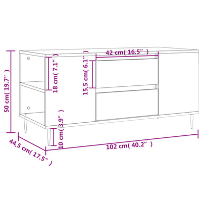 sofabord 102x44,5x50 cm konstrueret træ røget egetræsfarve