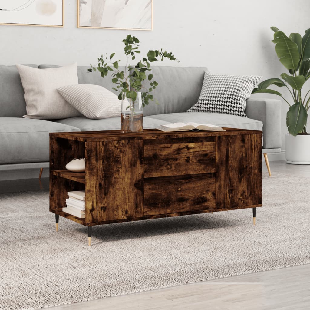 sofabord 102x44,5x50 cm konstrueret træ røget egetræsfarve