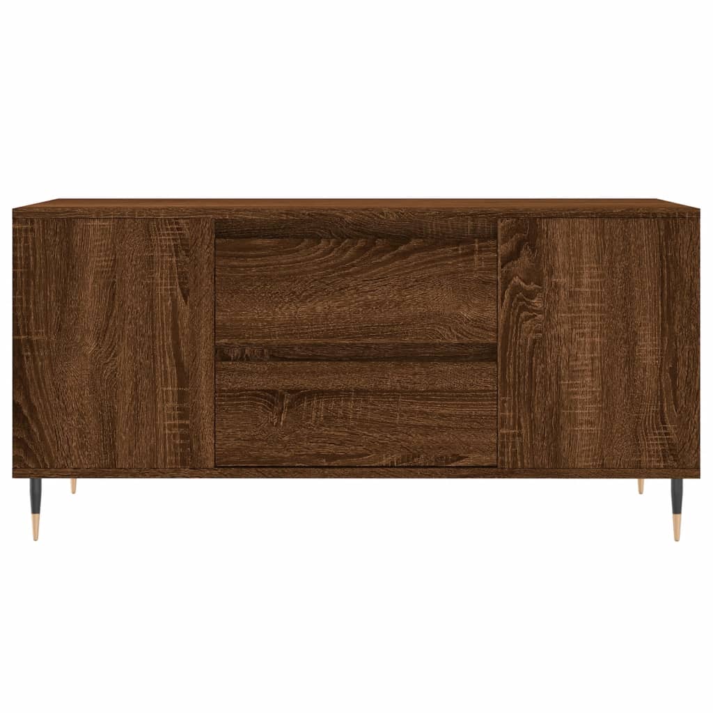 sofabord 102x44,5x50 cm konstrueret træ brun egetræsfarve