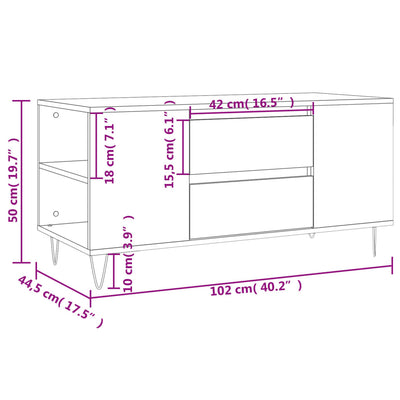 sofabord 102x44,5x50 cm konstrueret træ hvid højglans