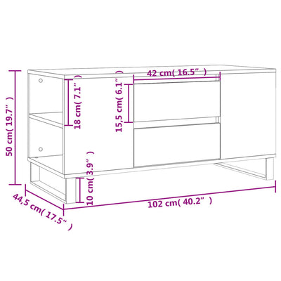 sofabord 102x44,5x50 cm konstrueret træ hvid