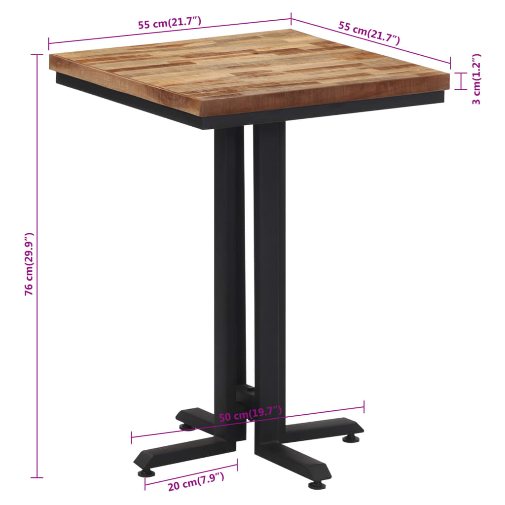 spisebord 55x55x76 cm massivt genbrugsteak