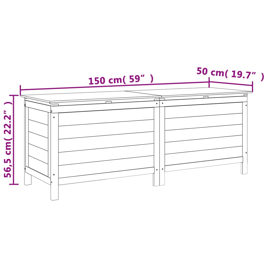 opbevaringsboks til haven 150x50x56,5 cm massivt grantræ hvid