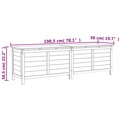 opbevaringskasse til haven 198,5x50x56,5 cm massivt fyr hvid