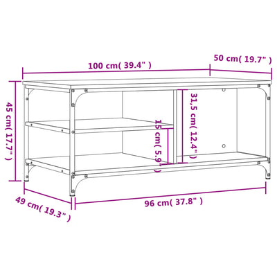 sofabord 100x50x45 cm konstrueret træ sort