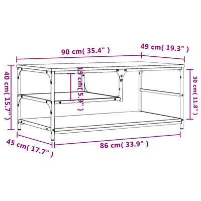 sofabord 90x49x40 cm konstrueret træ sort