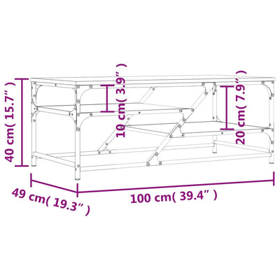 sofabord 100x49x40 cm konstrueret træ sort