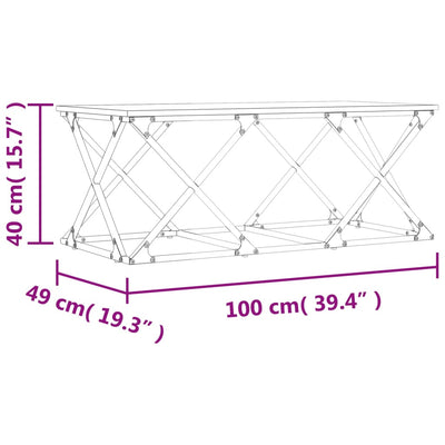 sofabord 100x49x40 cm konstrueret træ røget egetræsfarve