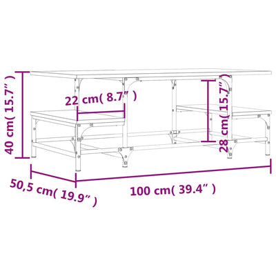 sofabord 100x50,5x40 cm konstrueret træ sort