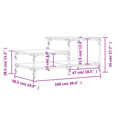 sofabord 100x50,5x45 cm konstrueret træ sort