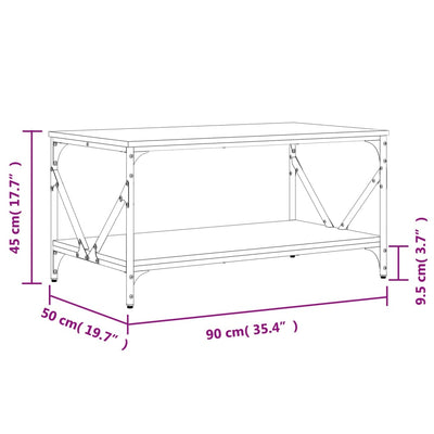 sofabord 90x50x45 cm konstrueret træ sort