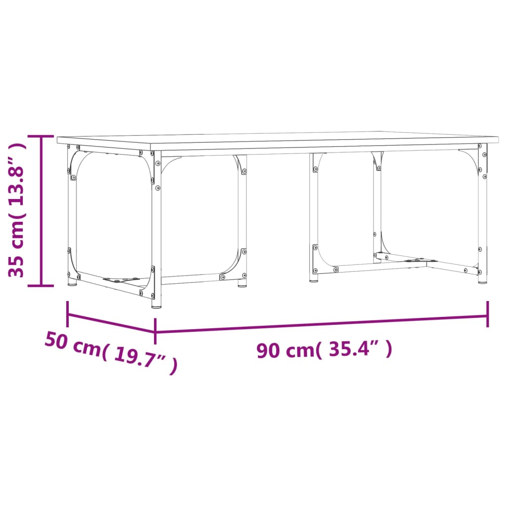 sofabord 90x50x35 cm konstrueret træ sort