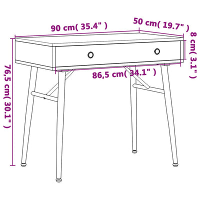 computerbord med skuffe 90x50x76,5 cm antikgrøn