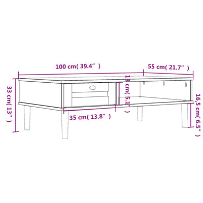 sofabord SENJA 100x55x33 cm rattan-look massivt træ hvid