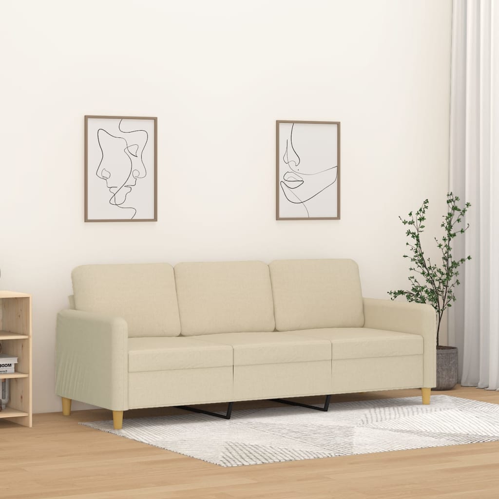 3-personers sofa 180 cm stof cremefarvet