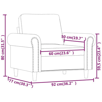 lænestol 60 cm kunstlæder sort