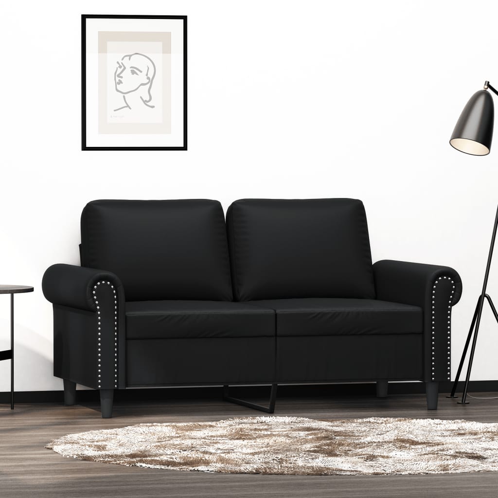 2-personers sofa 120 cm kunstlæder sort