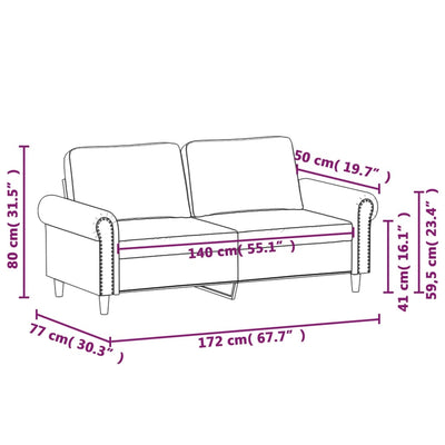 2-personers sofa 140 cm kunstlæder grå