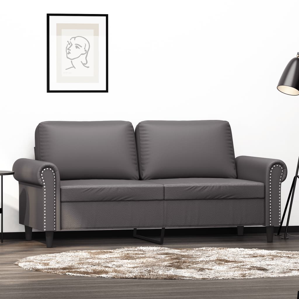 2-personers sofa 140 cm kunstlæder grå