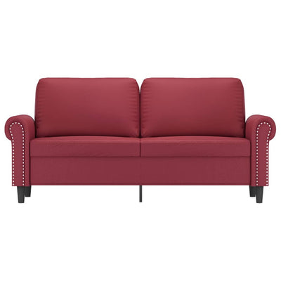 2-personers sofa 140 cm kunstlæder vinrød