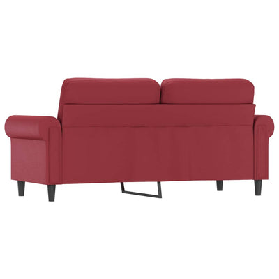 2-personers sofa 140 cm kunstlæder vinrød