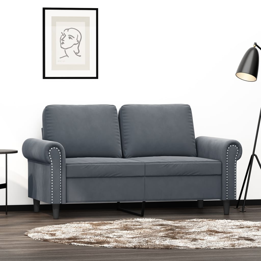 2-personers sofa 120 cm velour mørkegrå