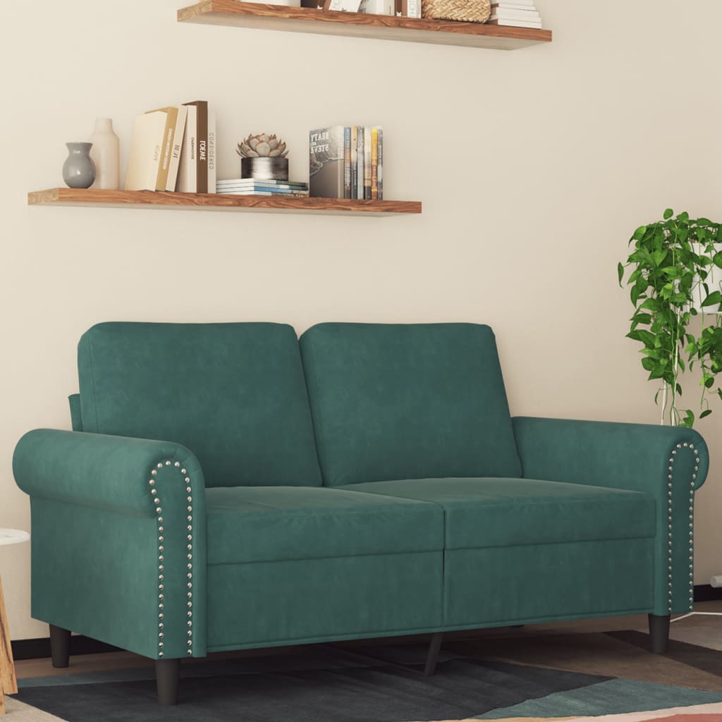 2-personers sofa 120 cm fløjl mørkegrøn