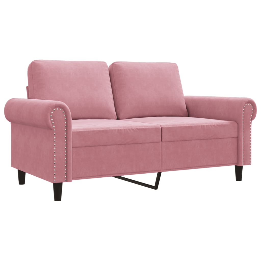 2-personers sofa 120 cm fløjl lyserød