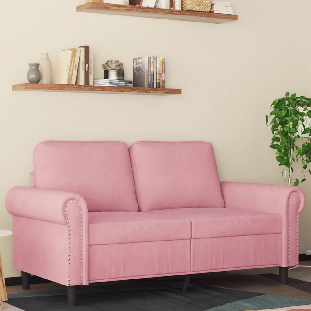 2-personers sofa 120 cm fløjl lyserød