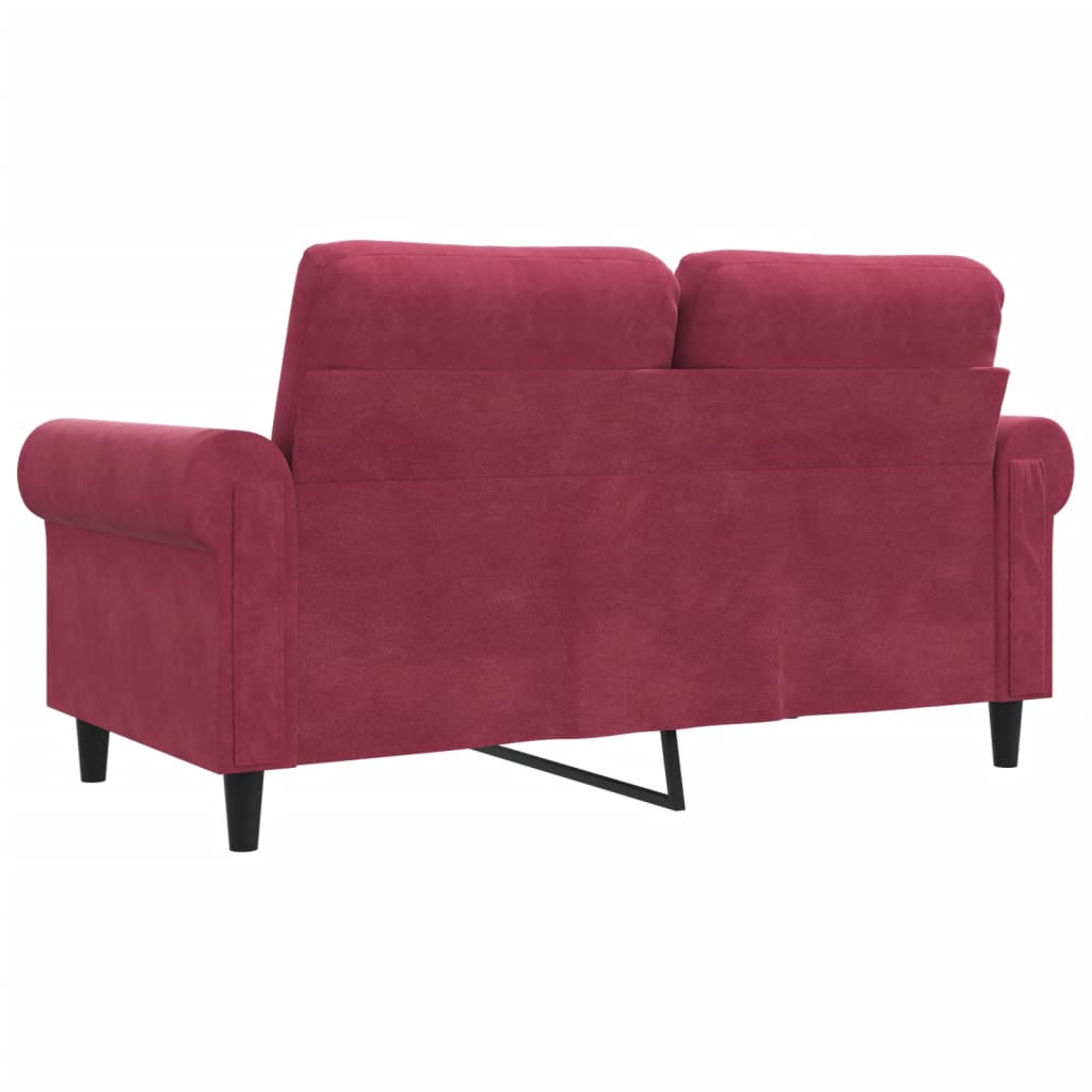 2-personers sofa 120 cm fløjl vinrød