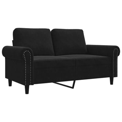 2-personers sofa 120 cm fløjl sort