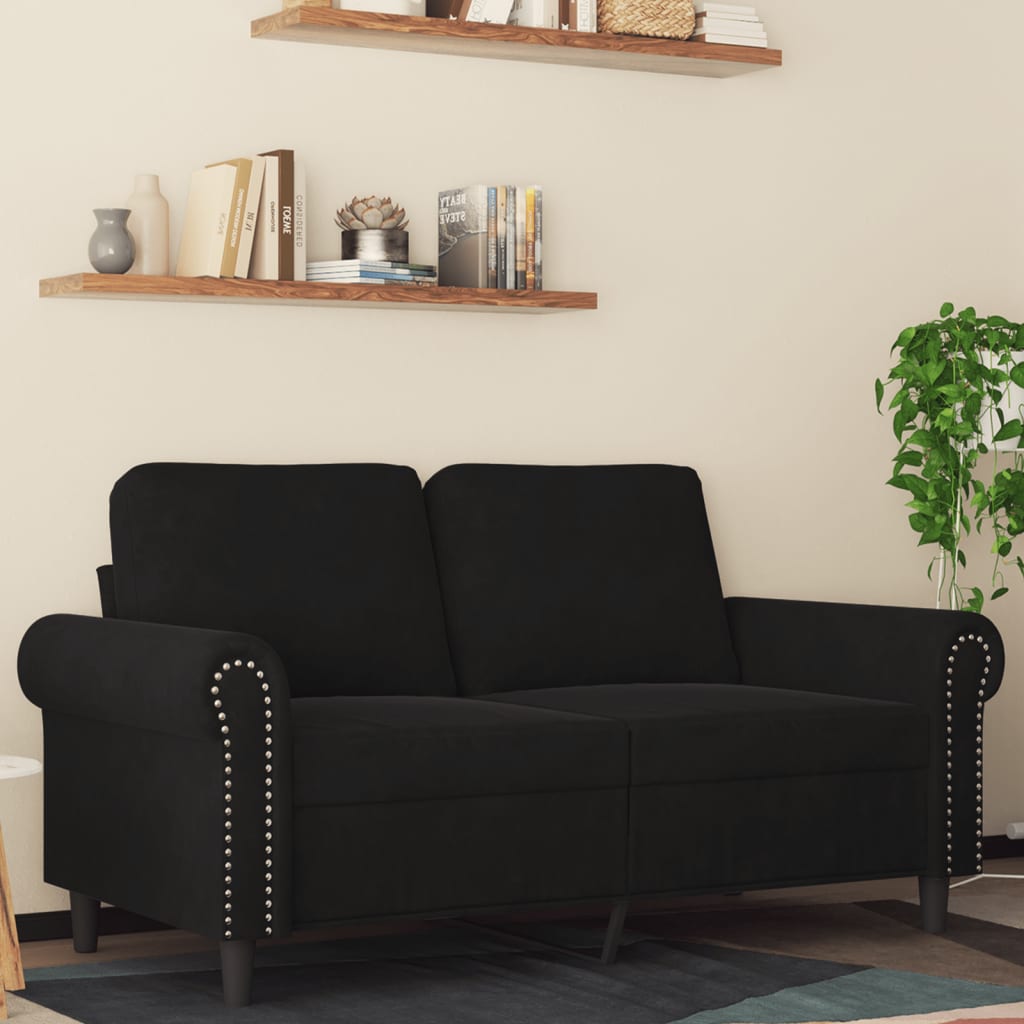 2-personers sofa 120 cm fløjl sort