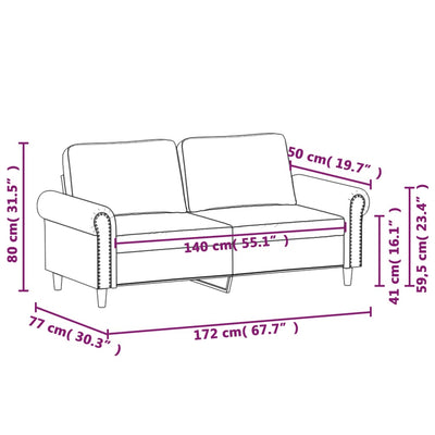 2-personers sofa 140 cm fløjl lysegrå