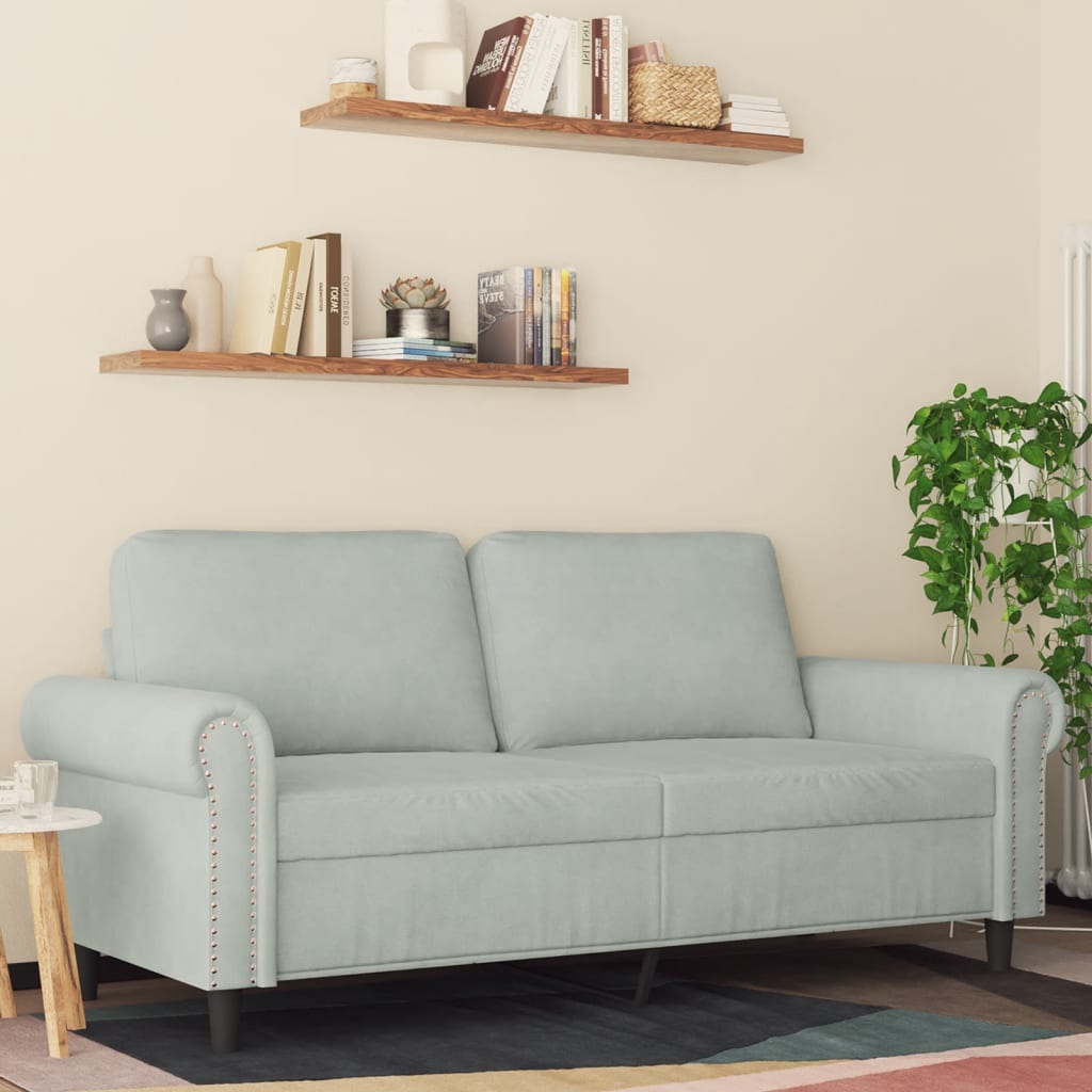 2-personers sofa 140 cm fløjl lysegrå