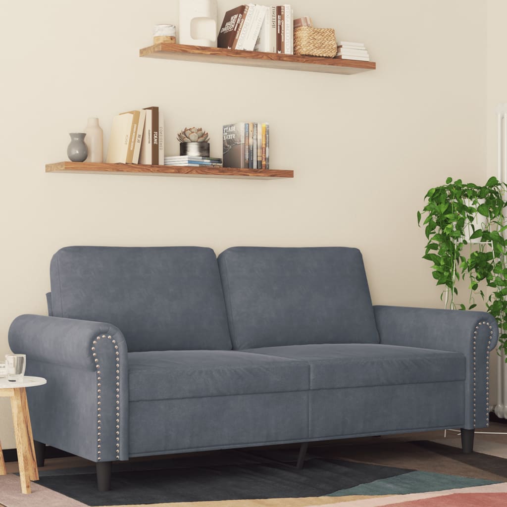 2-personers sofa 140 cm fløjl mørkegrå