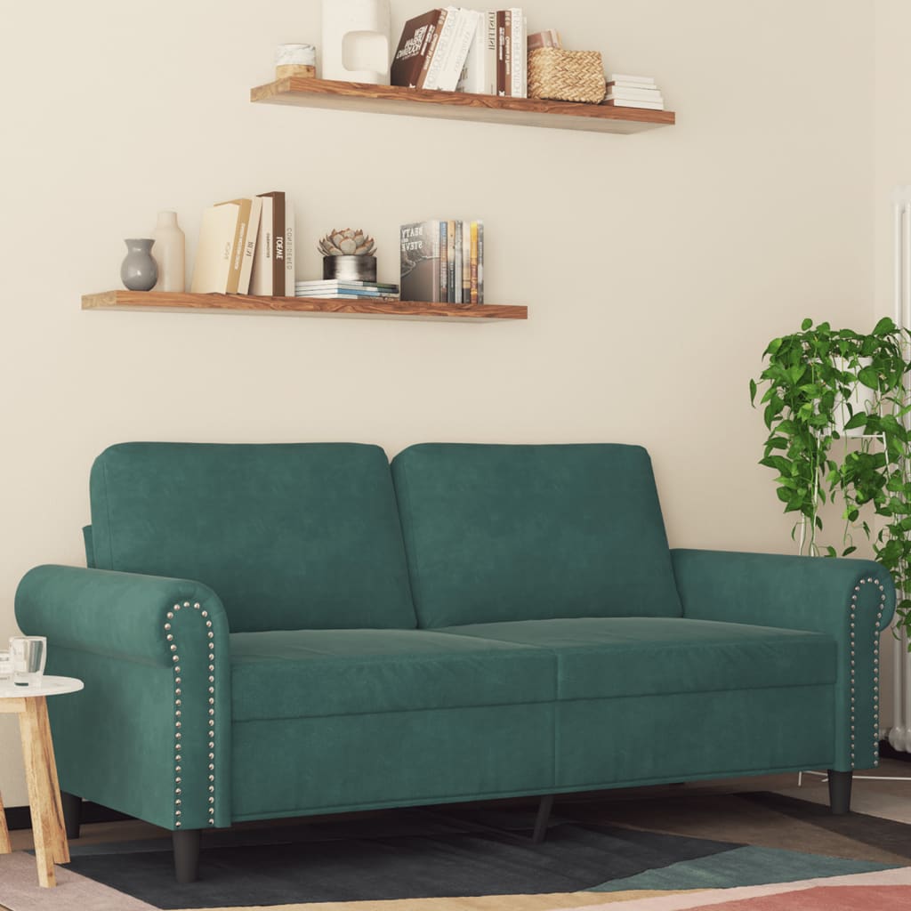 2-personers sofa 140 cm fløjl mørkegrøn