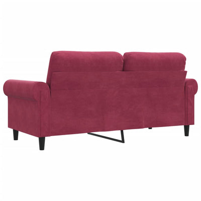 2-personers sofa 140 cm fløjl vinrød