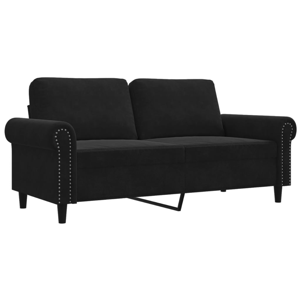 2-personers sofa 140 cm fløjl sort